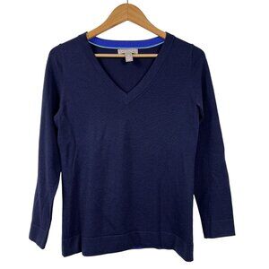 Banana Republic 82% Extra Fine Merino Navy V-Neck Sweater Size Medium